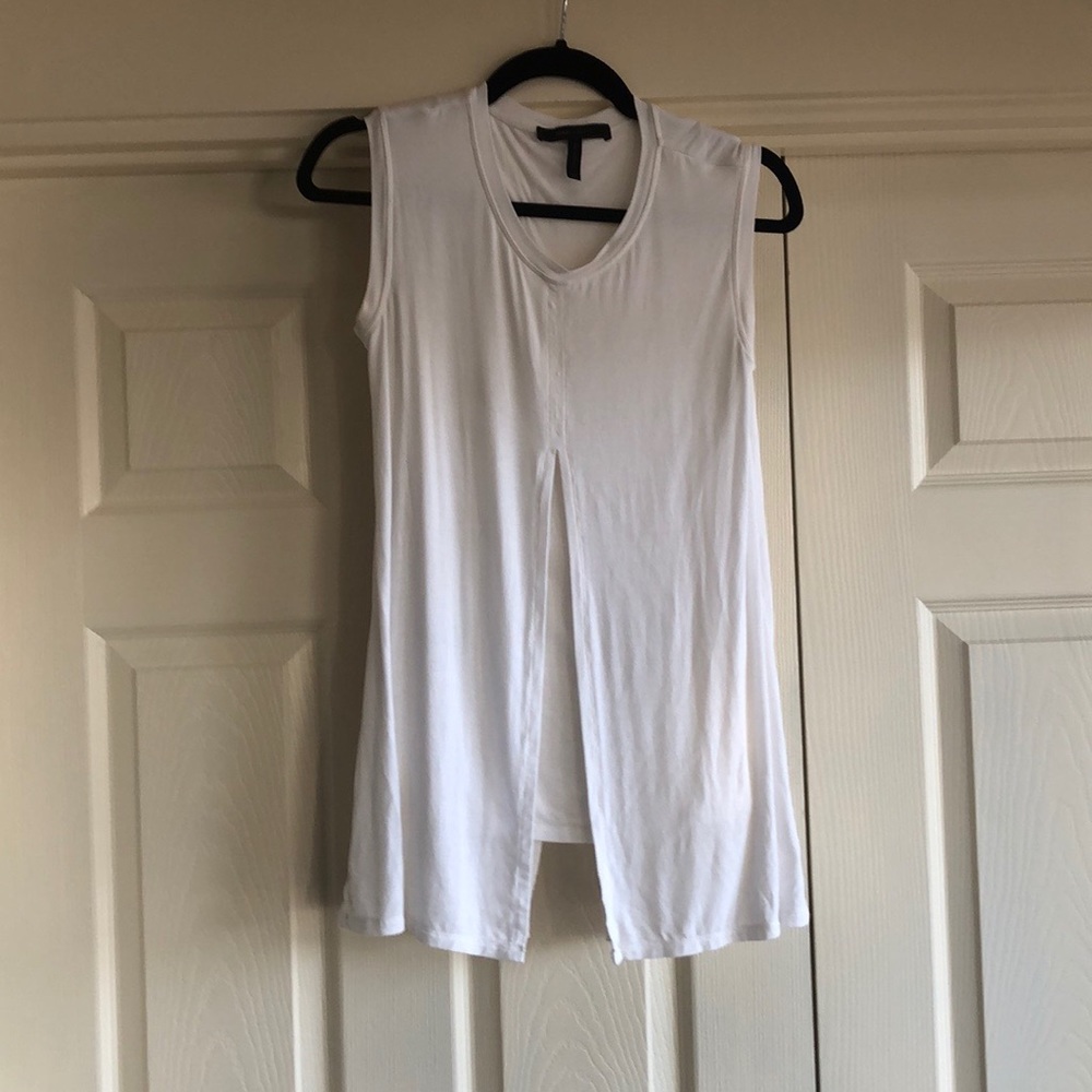 BCBGMAXAZRIA Lorena layered slit top blouse